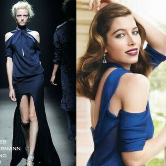 NWT $1195 HAIDER ACKERMANN Silk Maxi Cut-out Runway Skirt High-Lo Gray Charcoal - Picture 3 of 5